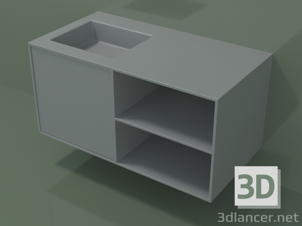 3d model Lavabo con cajón y compartimento (06UC534S2, Silver Grey C35, L 96, P 50, H 48 cm) - vista previa