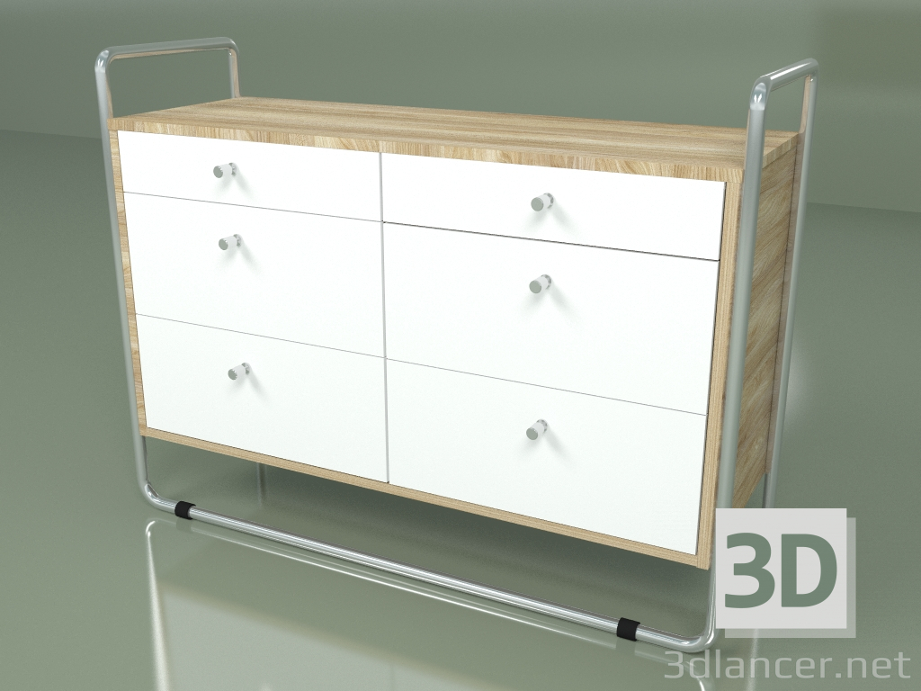 3d model Chest of drawers (white, light veneer) - preview