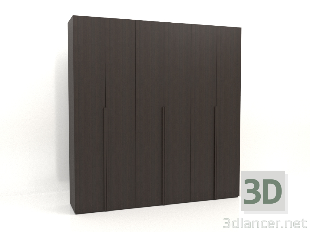 modello 3D Armadio MW 02 legno (2700x600x2800, legno marrone scuro) - anteprima