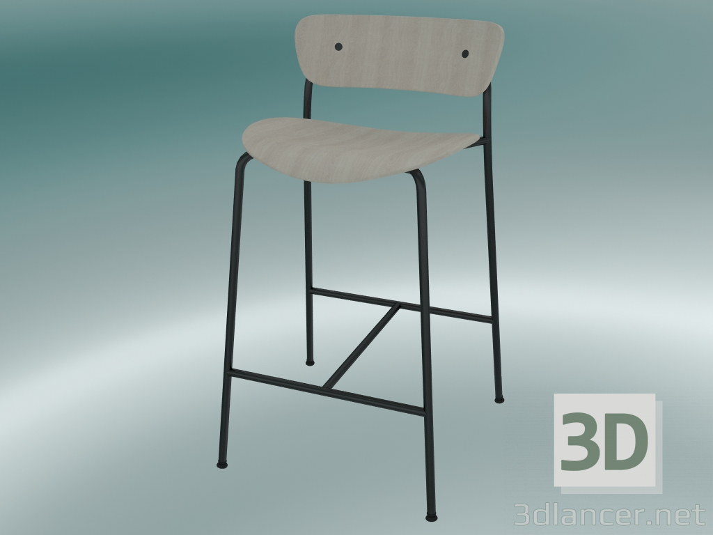 3d model Taburete de bar Pabellón (AV7, H 85cm, 48х50cm, Roble lacado) - vista previa