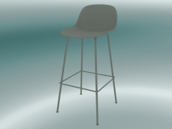 Sedia da bar con schienale e base in tubi di fibra (H 75 cm, grigio)