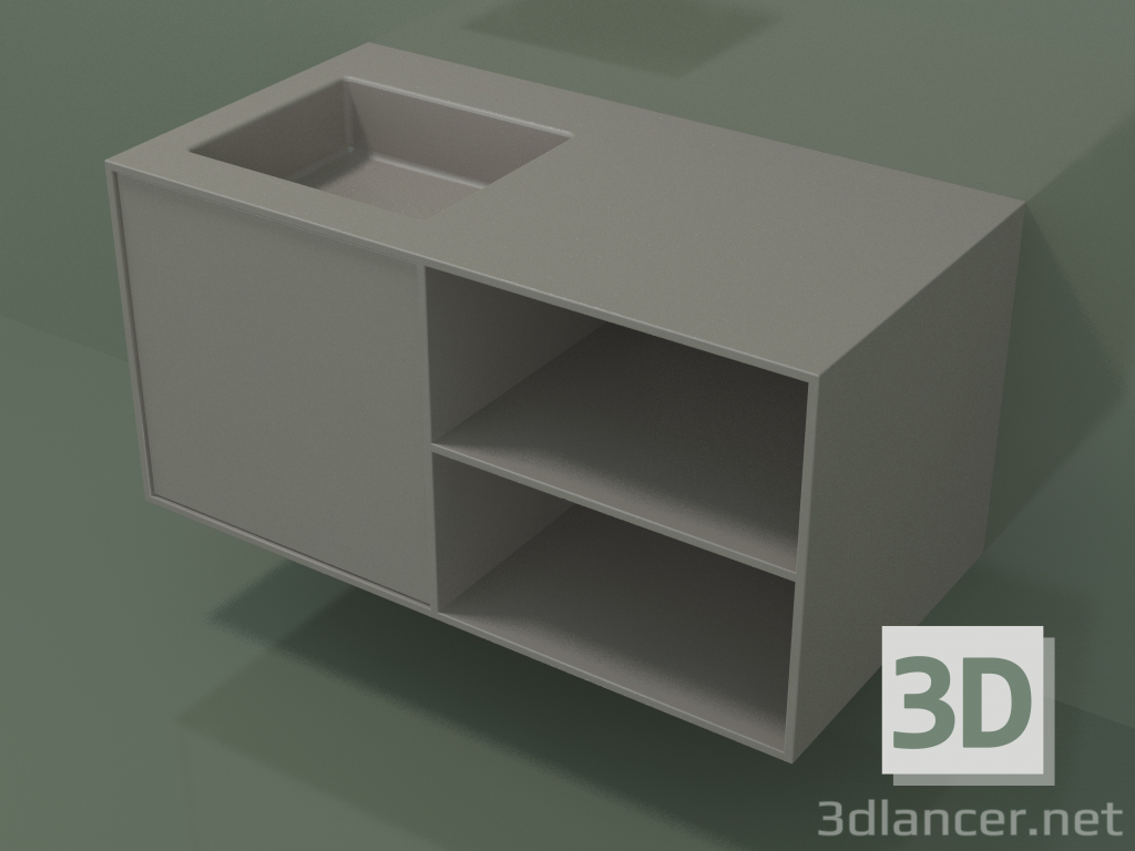 Modelo 3d Lavatório com gaveta e compartimento (06UC534S2, Clay C37, L 96, P 50, H 48 cm) - preview