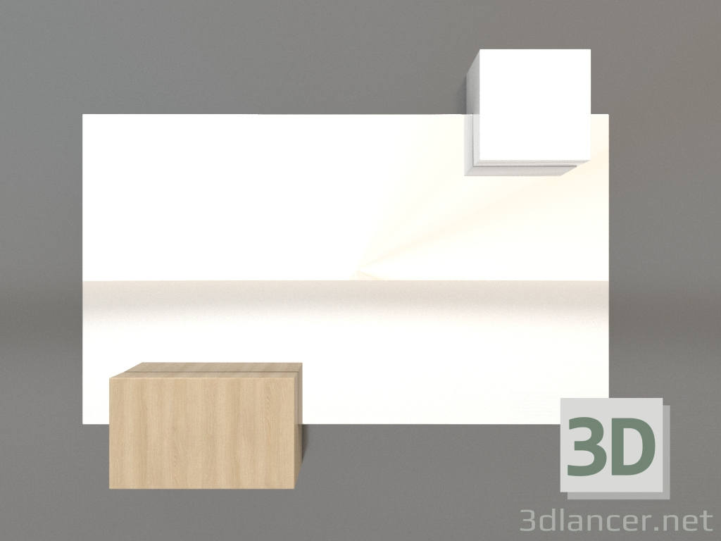 3d model Mirror ZL 07 (753х593, wood white, white) - preview