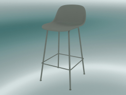 Silla de bar con respaldo y base de tubos de fibra (H 65 cm, gris)