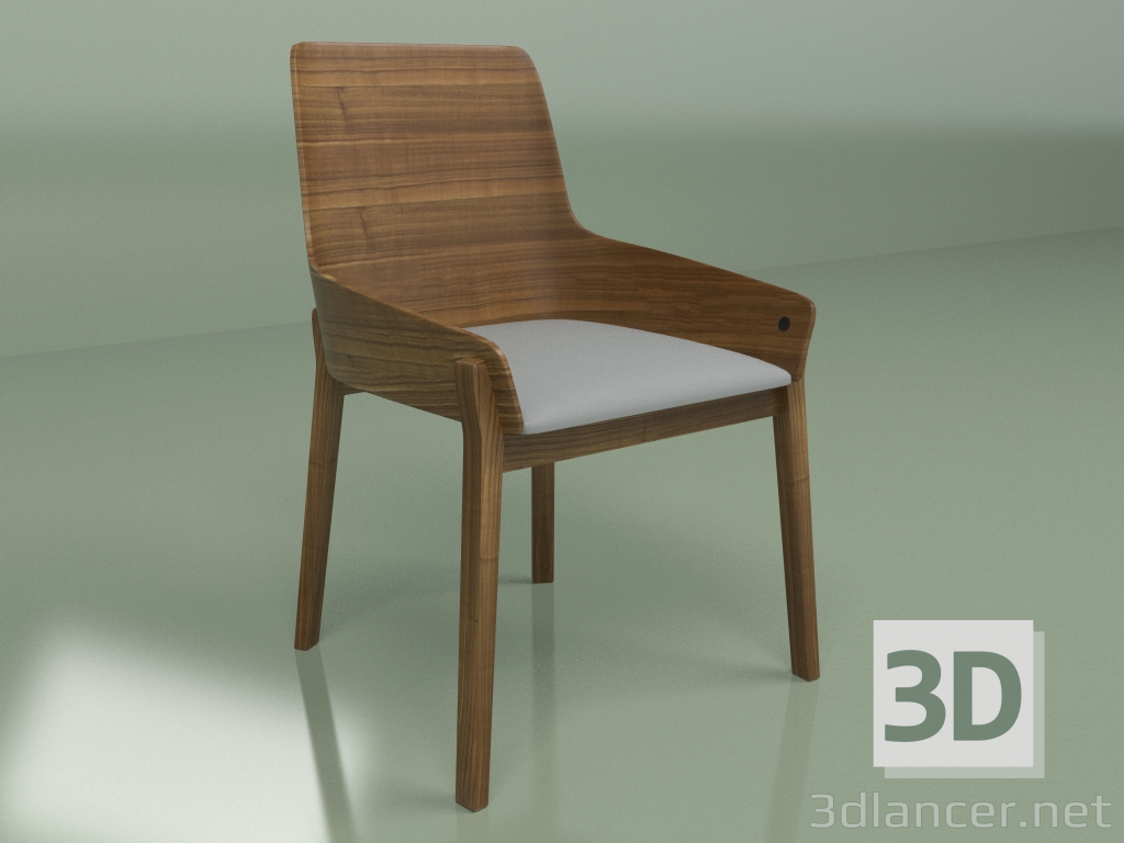 3d model Chair Safia with upholstered seat (walnut, grey) - preview