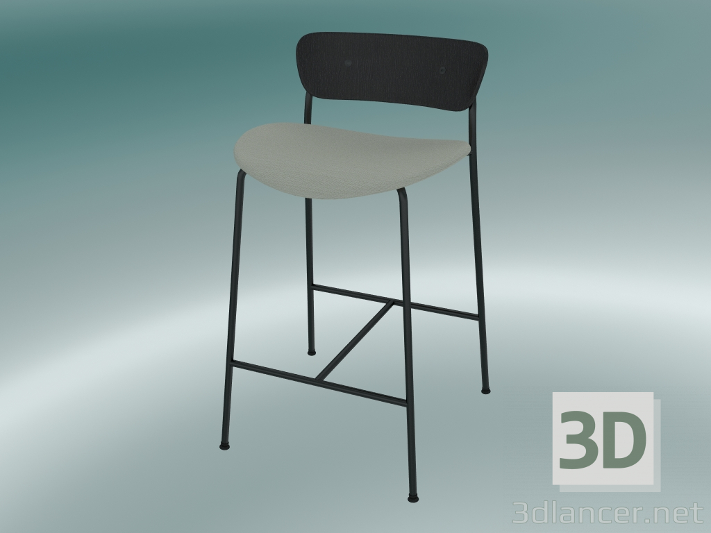 modello 3D Sgabello da bar Pavilion (AV8, H 85cm, 48х50cm, rovere laccato nero, Balder 612) - anteprima