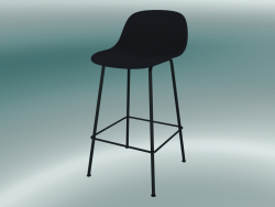 Silla de bar con respaldo y base de tubos de fibra (H 65 cm, negro)