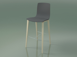 Tabouret de bar 3997 (4 pieds en bois, polypropylène, bouleau blanc)