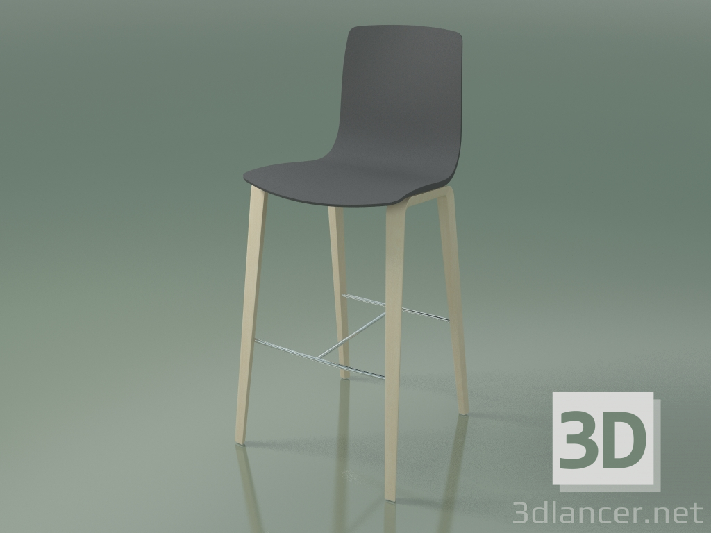 3d model Taburete de bar 3997 (4 patas de madera, polipropileno, abedul blanco) - vista previa