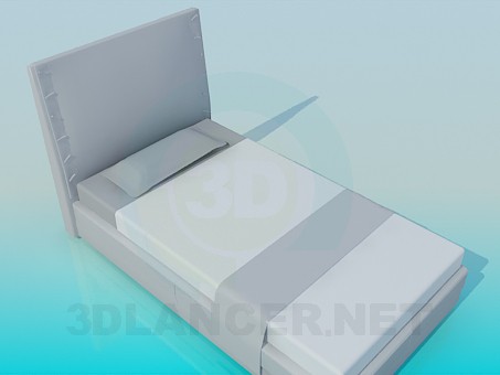 3d model Bed with high headboard - preview