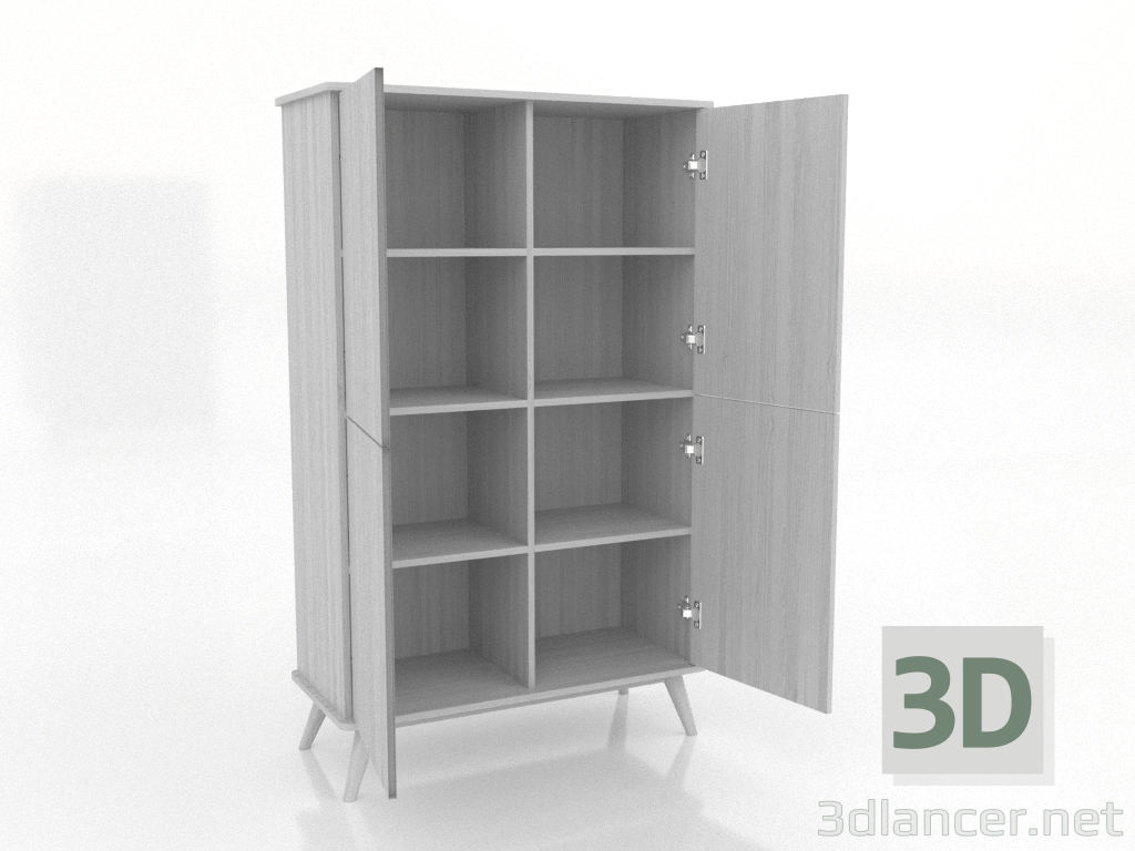 modello 3D Armadio 5 1000x450x1650 mm (aperto, bianco RAL 9010) - anteprima modello 3D Armadio 5 1000x450x1650 mm (aperto, bianco RAL 9010) - anteprima