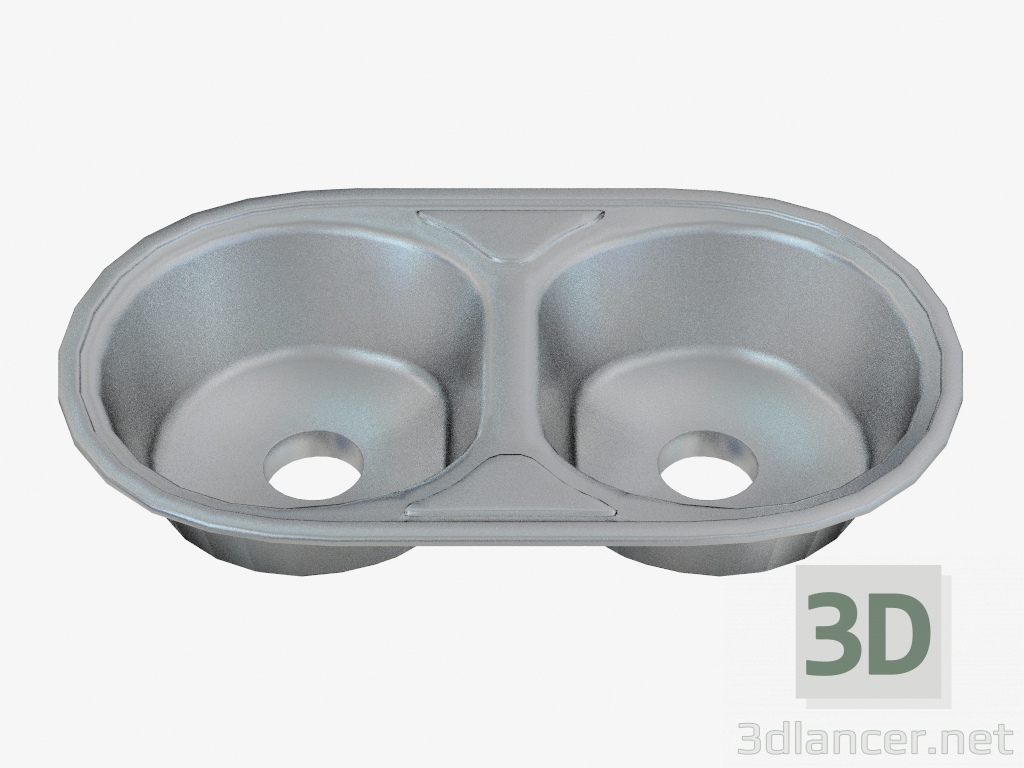 3D Modell Küchenspüle Stahl Duett (ZYD-0203 95 157) - Vorschau