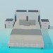 modello 3D Letto con comodino - anteprima