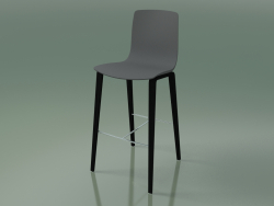 Tabouret de bar 3997 (4 pieds en bois, polypropylène, bouleau noir)