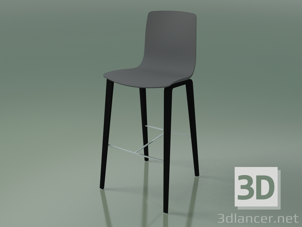 3d model Taburete de bar 3997 (4 patas de madera, polipropileno, abedul negro) - vista previa