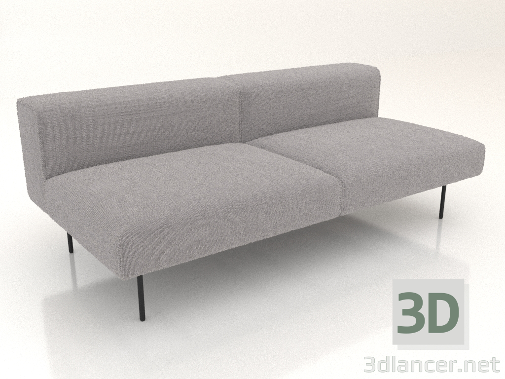 3D Modell 3-Sitzer-Sofamodul mit Rückenlehne - Vorschau