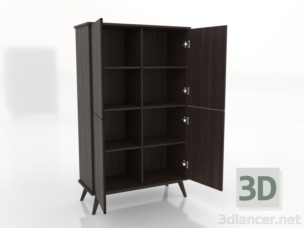 3d model Cabinet 5 1000x450x1650 mm (open, ash walnut) - preview 3d model Cabinet 5 1000x450x1650 mm (open, ash walnut) - preview