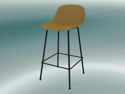 Silla de bar con respaldo y base de tubos de fibra (H 65 cm, ocre, negro)