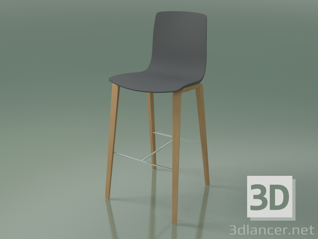 3D modeli Bar taburesi 3997 (4 ahşap ayak, polipropilen, meşe) - önizleme