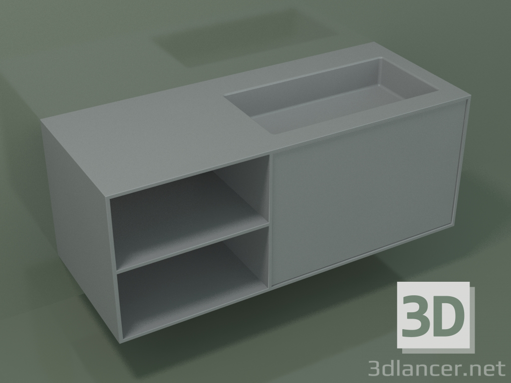 3d model Lavabo con cajón y compartimento (06UC734D2, Silver Grey C35, L 120, P 50, H 48 cm) - vista previa