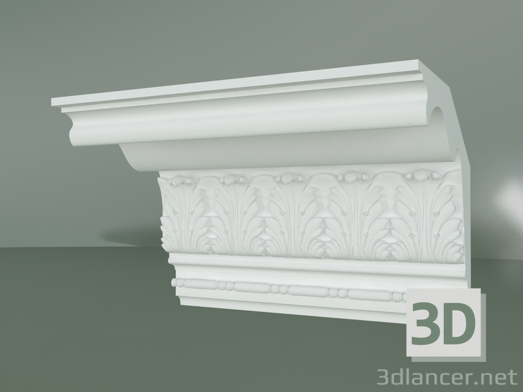 modello 3D Cornicione in gesso con ornamento KV079 - anteprima