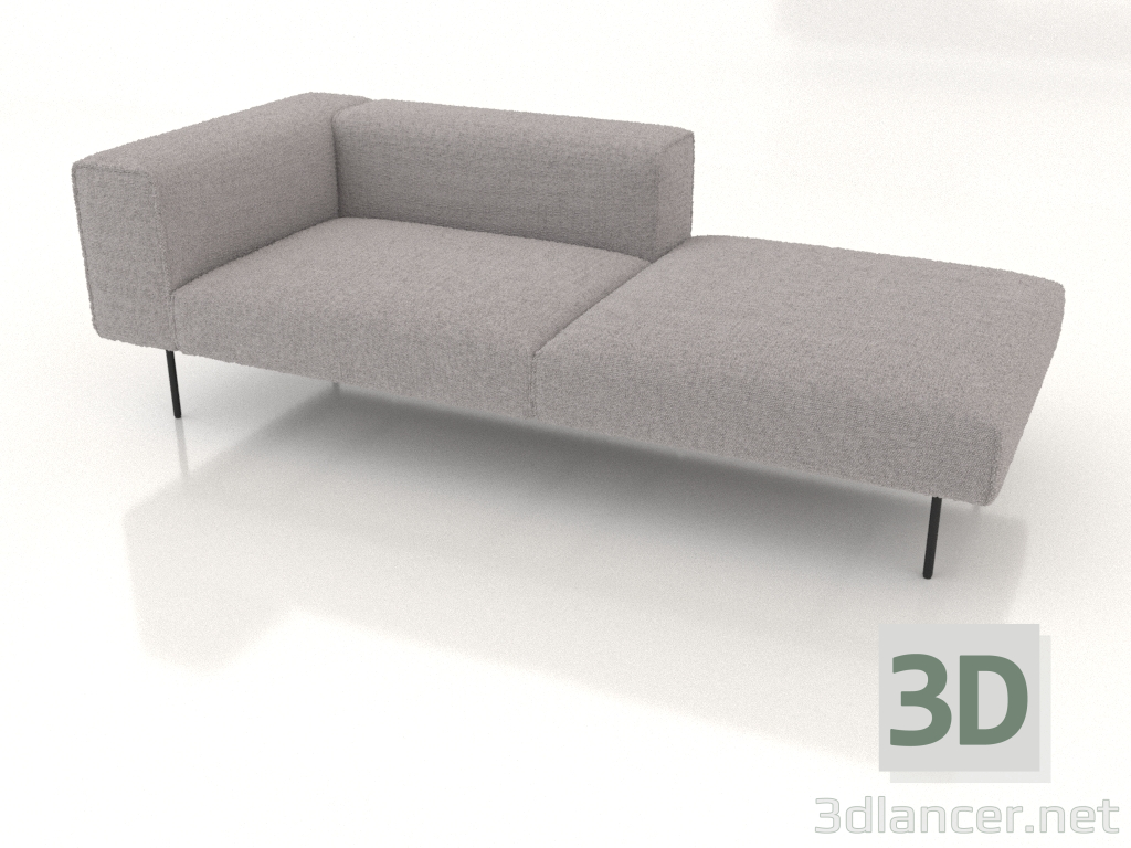 3d model 3-seater sofa module with a half back and an armrest on the left - preview