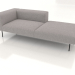 3d model 3-seater sofa module with a half back and an armrest on the left - preview