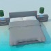 3d model cama de matrimonio con armarios - vista previa