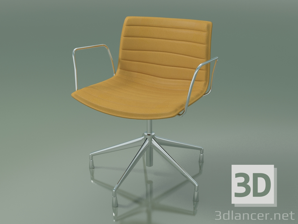 3D modeli Sandalye 0235 (5 ayak, kolçaklı, krom, deri döşeme ile) - önizleme