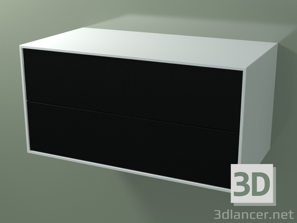 3d model Cajón doble (8AUDCB01, Glacier White C01, HPL P06, L 96, P 50, H 48 cm) - vista previa