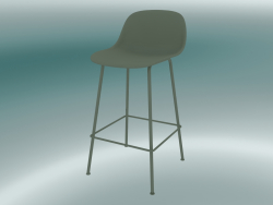 Silla de bar con respaldo y base de tubos de fibra (H 65 cm, verde polvoriento)