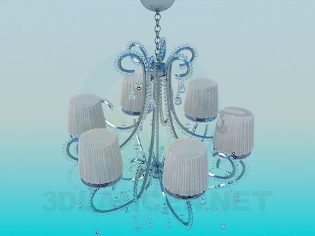 Modelo 3d Candelabro de celebridade com abajures ondulados - preview