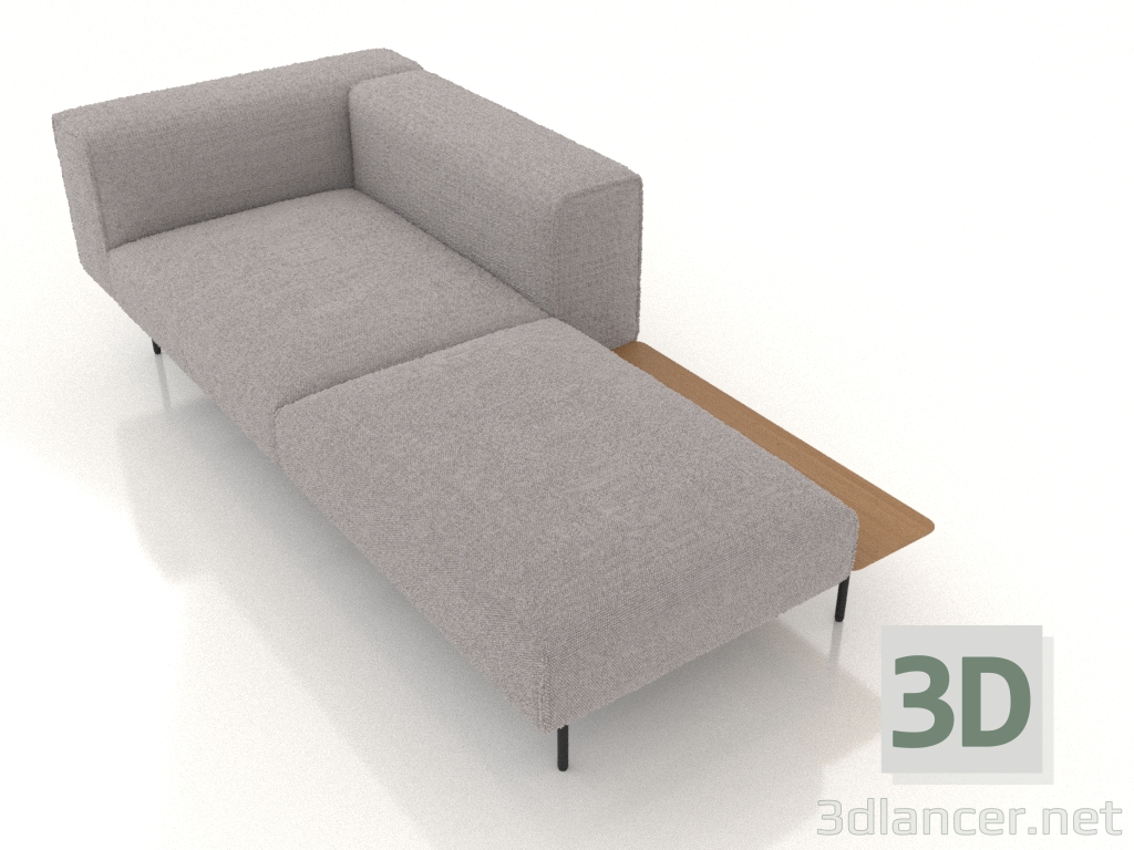 3d model A 3-seater sofa module with a half back, an armrest on the left and a shelf - preview