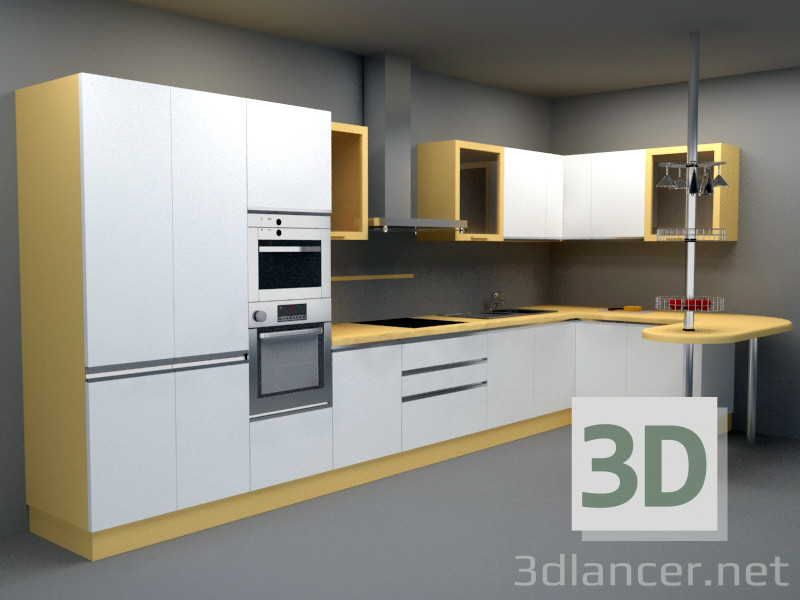 3d model Full kitchen - preview