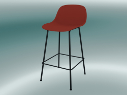 Silla de bar con respaldo y base de tubos de fibra (H 65 cm, rojo polvoriento, negro)