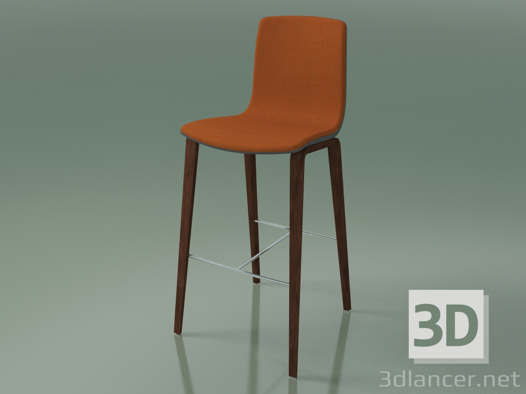 modello 3D Sgabello da bar 3998 (4 gambe in legno, polipropilene, con rivestimento frontale, noce) - anteprima