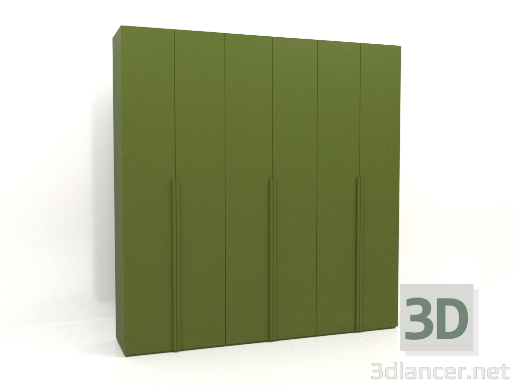 3D Modell Kleiderschrank MW 02 Lack (2700x600x2800, grün) - Vorschau