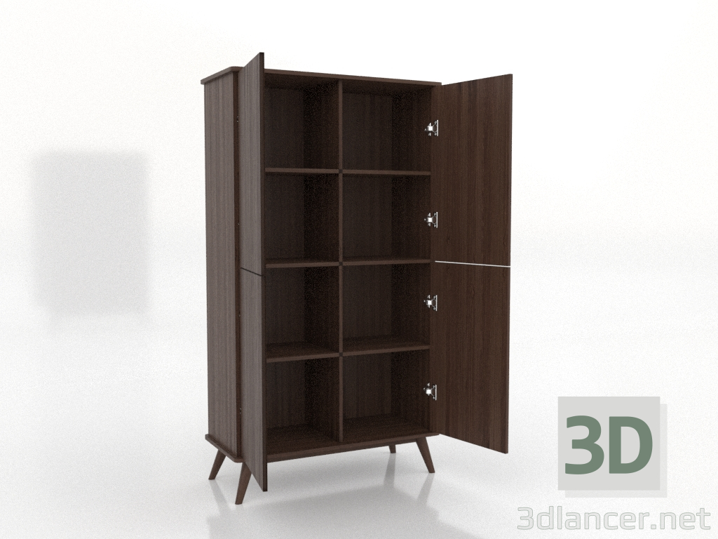 modèle 3D Armoire 5 1000x450x1800 mm (ouverte, noyer foncé) - preview modèle 3D Armoire 5 1000x450x1800 mm (ouverte, noyer foncé) - preview