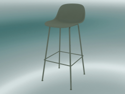 Silla de bar con respaldo y base de tubos de fibra (H 75 cm, verde polvoriento)