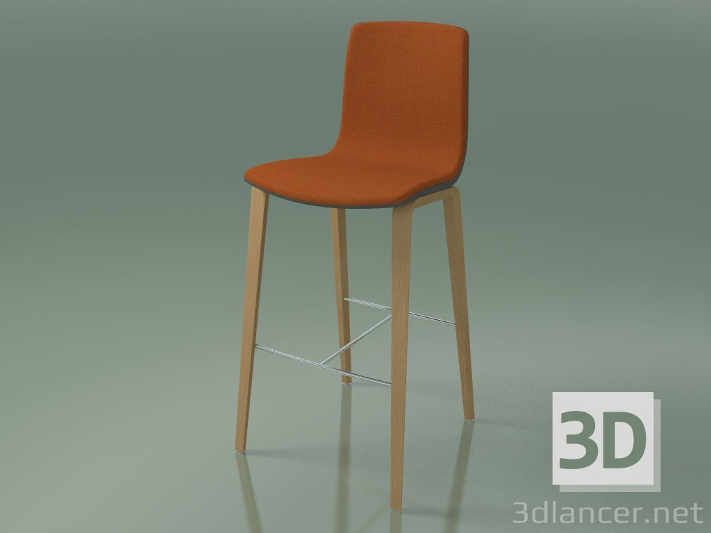 3d model Taburete de bar 3998 (4 patas de madera, polipropileno, con moldura frontal, roble) - vista previa