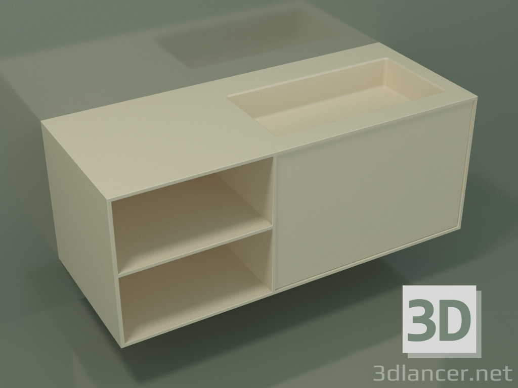 Modelo 3d Lavatório com gaveta e compartimento (06UC734D2, Bone C39, L 120, P 50, H 48 cm) - preview