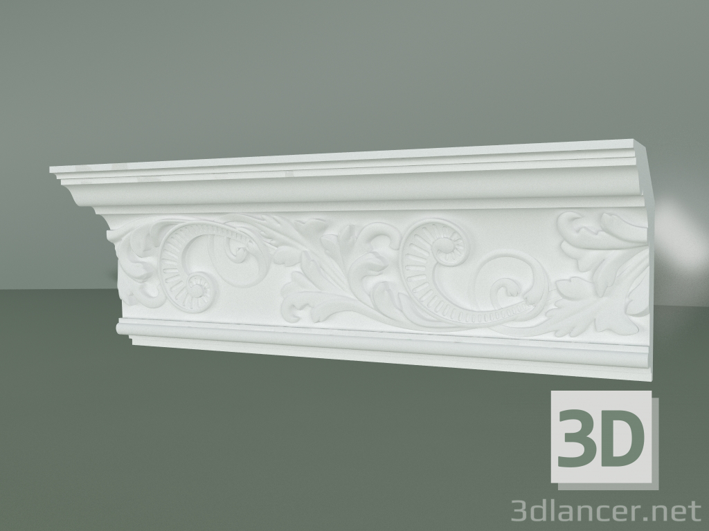 modello 3D Cornicione in gesso con ornamento KV085 - anteprima