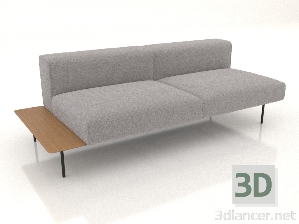 3D Modell 3-Sitzer-Sofamodul mit Rückenlehne, Ablage links - Vorschau