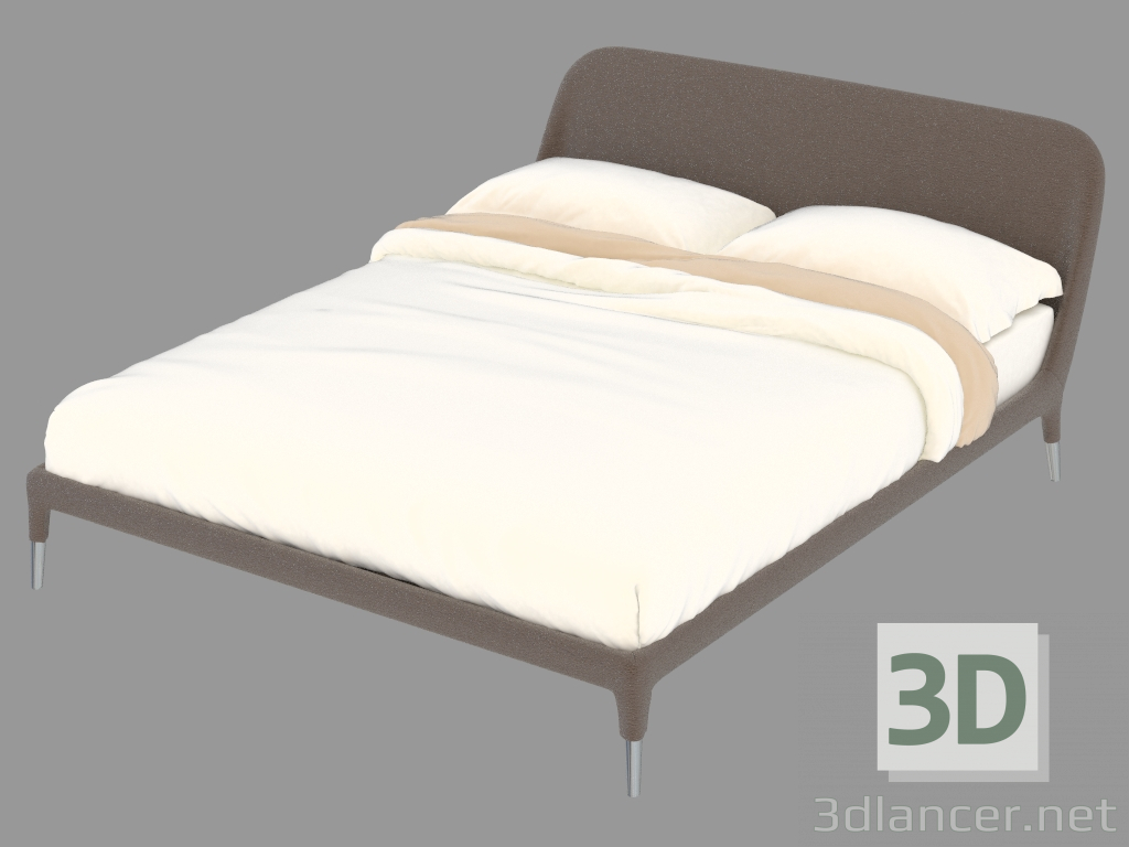 Modelo 3d Cama de casal em estofos em pele Guia - preview