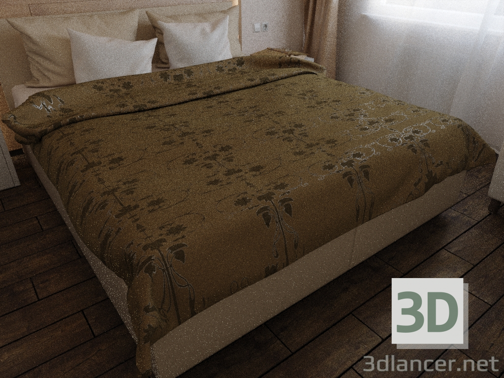 modello 3D Letto matrimoniale - anteprima