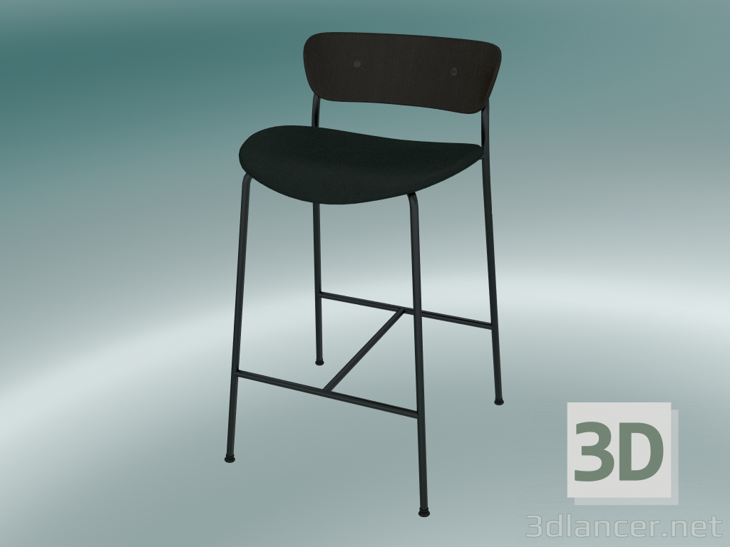 modello 3D Sgabello da bar Pavilion (AV8, H 85cm, 48х50cm, Walnut, Velvet 1 Forest) - anteprima