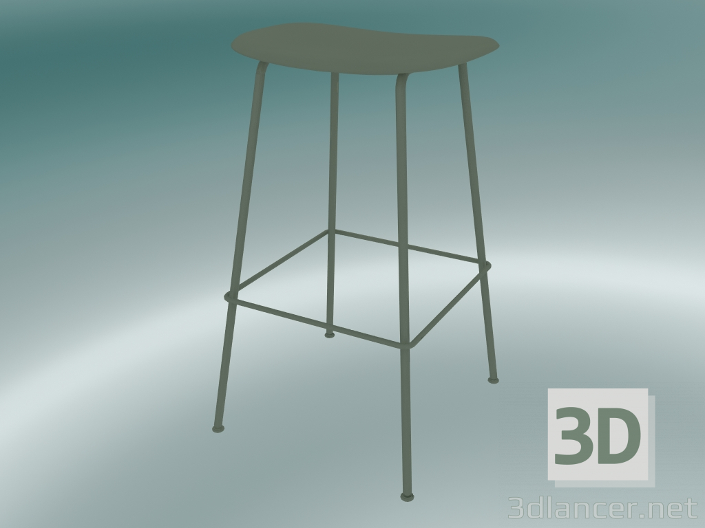 Modelo 3d Banqueta alta com base de tubo de fibra (H 75 cm, verde empoeirado) - preview