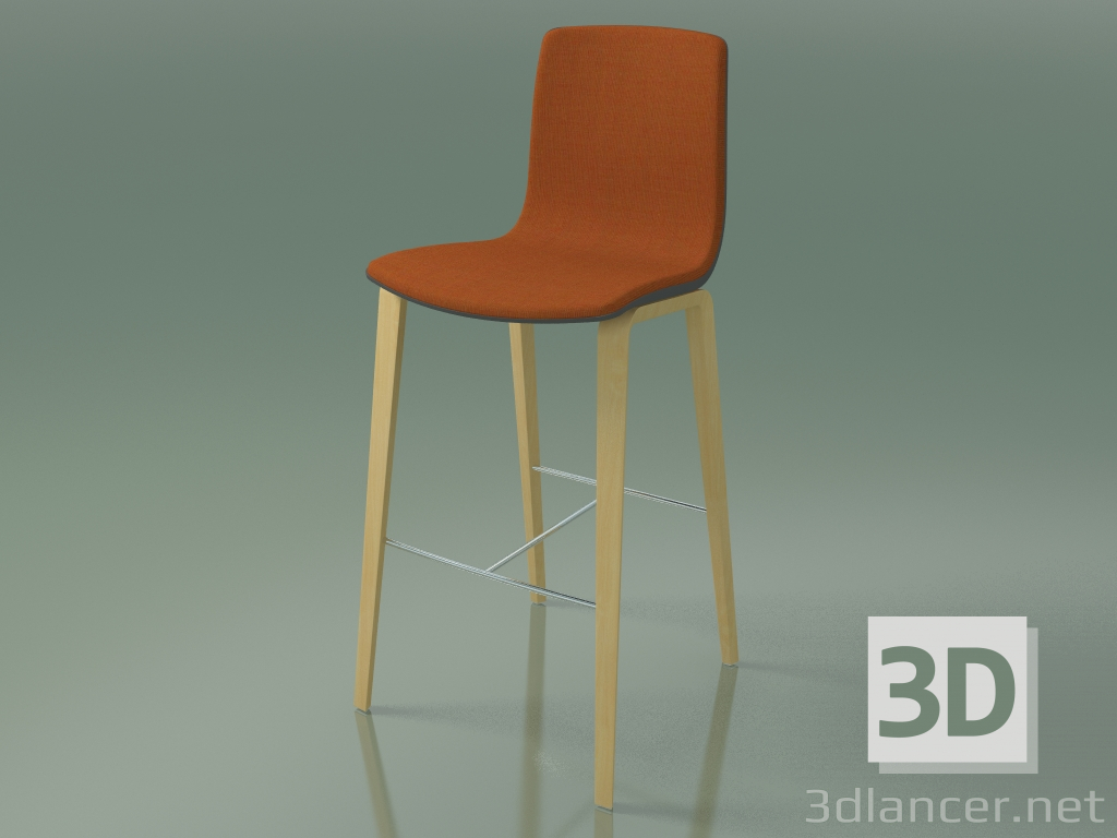 3d model Taburete de bar 3998 (4 patas de madera, polipropileno, con moldura frontal, abedul natural) - vista previa