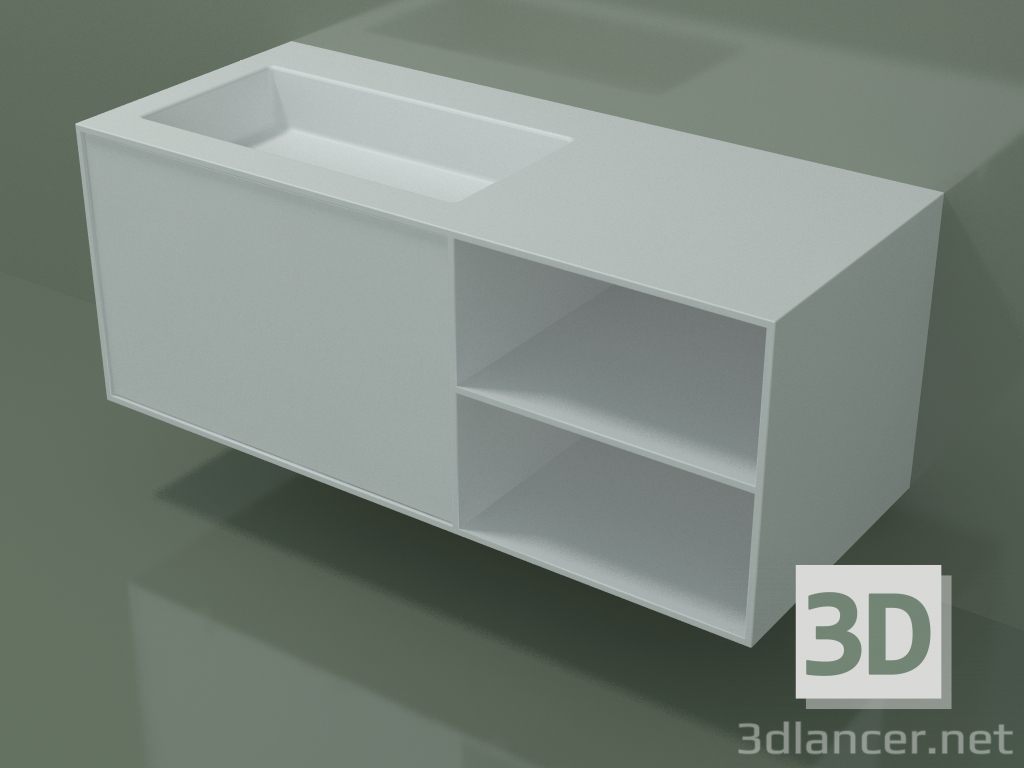 3d model Lavabo con cajón y compartimento (06UC734S2, Glacier White C01, L 120, P 50, H 48 cm) - vista previa