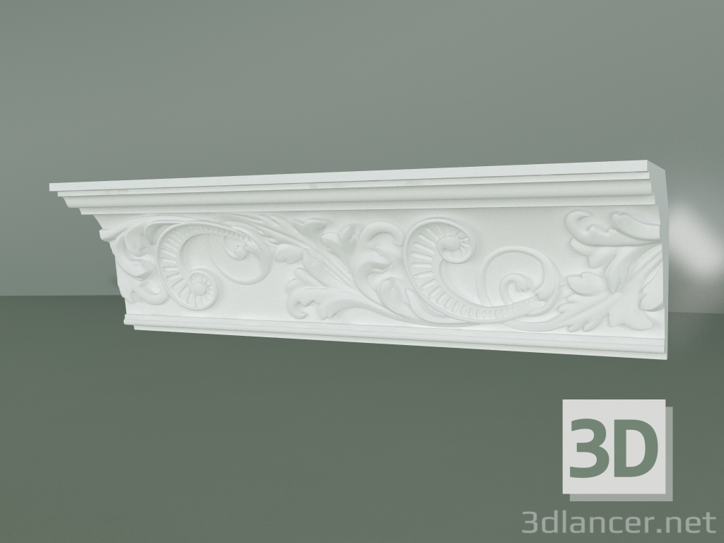 modello 3D Cornicione in gesso con ornamento KV086 - anteprima